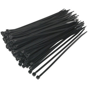 100 PACK Black Cable Ties - 200 x 4.8mm - Nylon 66 Material - Heat Resistant