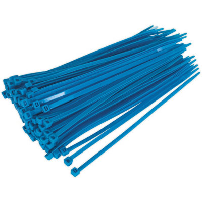100 Pack Blue Heat Resistant Cable Ties - Durable Nylon 66 - 200 x 4.8mm