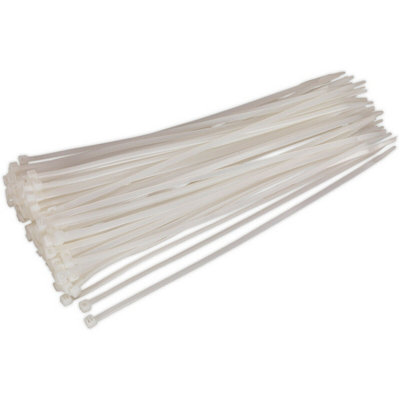 100 Pack Durable White Cable Ties - 300 x 4.4mm - Heat Resistant Nylon 66