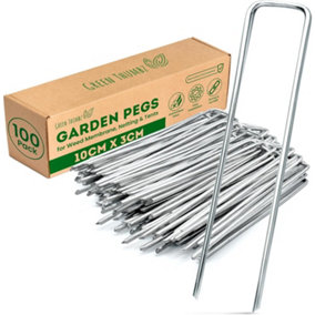 100-Pack Galvanized Garden Pegs 4-Inch Rustproof Metal Membrane Pegs for Landscaping, Netting & Tents