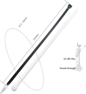 100 Pack of Black Cable Ties - 4