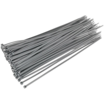 100 Pack of Heat Resistant Silver Cable Ties - Durable Nylon 66 - 300 x 4.4mm