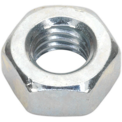 100 Pack of M6 Steel Finished Hex Nuts - 1mm Pitch - DIN 934 Compliant