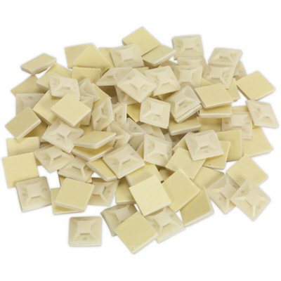 100 PACK Self-Adhesive 4-Way Cable Tie Mount - 20 x 20mm - 5mm Tie Width - White