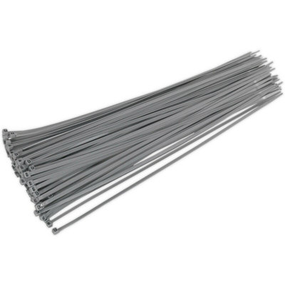 100 Pack Silver Nylon Cable Ties - Heat Resistant, 380 x 4.4mm