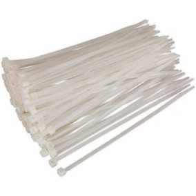 100 PACK White Cable Ties - 200 x 4.8mm - Nylon 66 Material - Heat Resistant