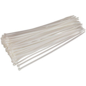 100 PACK White Cable Ties - 300 x 4.4mm - Nylon 66 Material - Heat Resistant