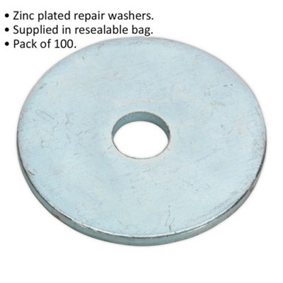100 PACK - Zinc Plated Repair Washer - M5 x 25mm - Metric - Metal Spacer