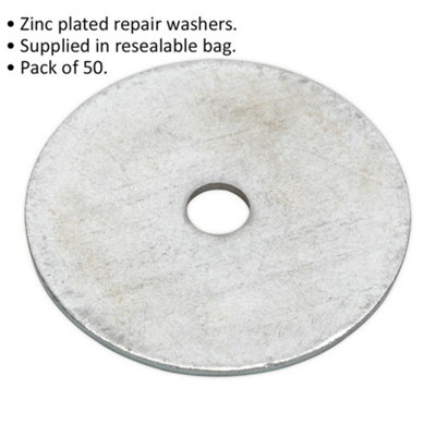 100 PACK - Zinc Plated Repair Washer - M6 x 38mm - Metric - Metal Spacer
