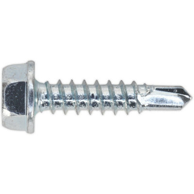 100 Pack Zinc Plated Self Drilling Hex Head Screws - 4.2 x 19mm