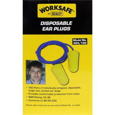 100 PAIRS Disposable Single Use Corded Ear Plugs - Noise Protection ...
