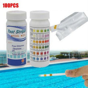 100 PCS Chlorine Alkalinity Dip Spa Water Test Strips Tub SPA Swimming Pool PH Tester Paper
