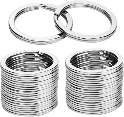 100 Pcs with 25mm to 28mm Round Key Rings Metal Flat