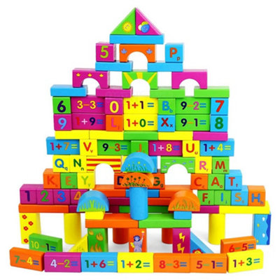 100-Pcs Wooden Building Blocks Set for Kids