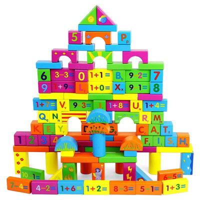 100-Pcs Wooden Building Blocks Set for Kids