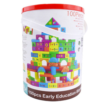 100-Pcs Wooden Building Blocks Set for Kids