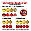 100 Piece Christmas Tree Baubles Red & Gold Assorted Sizes