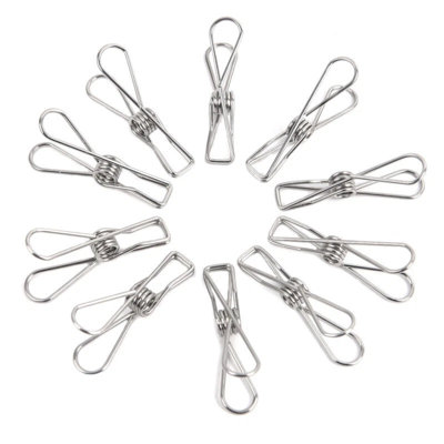 100 Piece Stainless Steel Clothes Pegs , Metal Washing Line Clips for ...