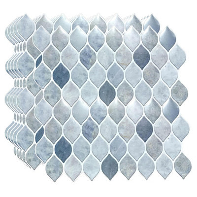 100 Pieces 30.5 x 15.4 cm 3D Tile Stickers Leaf Grey Stone