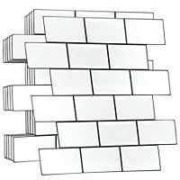 100 Pieces 30.5 x 15.4 cm 3D Tile Stickers Pure White Grey