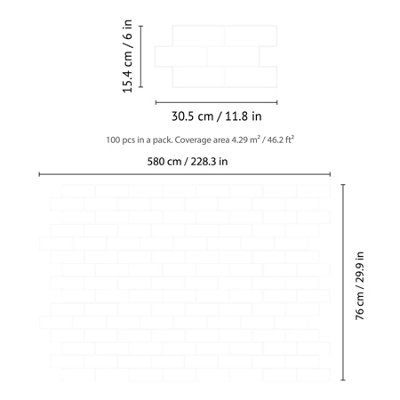 100 Pieces 30.5 x 15.4 cm 3D Tile Stickers Pure White Mosaic - 5