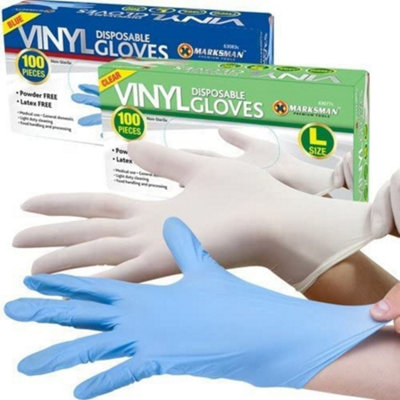 100 Powder Free Or Powdered Vinyl Disposable Gloves Work Garage Medical Examination Clear