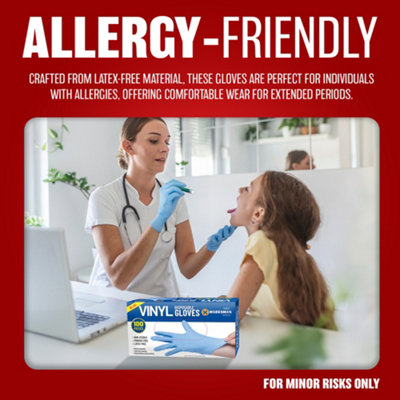 100 Powder Free Or Powdered Vinyl Disposable Gloves Work Garage Medical Examination Clear - 5