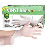 100 Powder Free Vinyl Disposable Gloves Work Garage Multi Purpose Large Clear