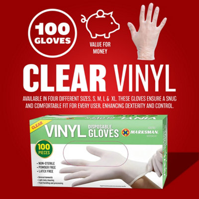 100 Powder Free Vinyl Disposable Gloves Work Garage Multi Purpose Large Clear - 3
