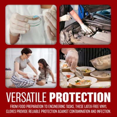 100 Powder Free Vinyl Disposable Gloves Work Garage Multi Purpose Large Clear - 7