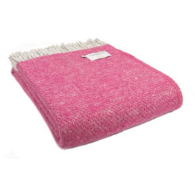 100% Pure New Wool Boa Throw Blanket Made in Wales Pink