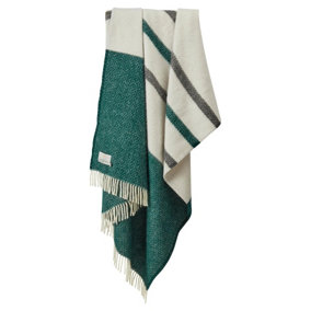 100% Pure New Wool Brecon Throw Blanket Made in Wales Green