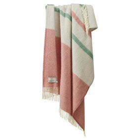 100% Pure New Wool Brecon Throw Blanket Made in Wales Pink