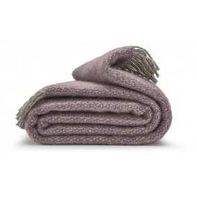 100% Pure New Wool Illusion Throw Blanket Made in Wales Purple