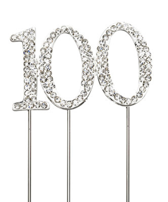 100  Silver Diamond Sparkley CakeTopper Number Year For Birthday Anniversary Party Decorations