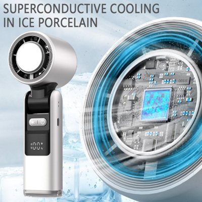 100-Speed Adjustable Turbo Handheld Fan USB-C Rechargeable Mini ...