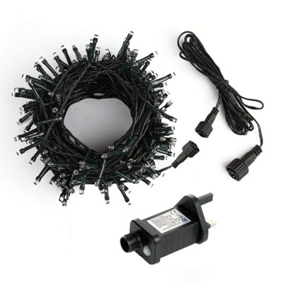 100 Warm White LED's 10m/32ft Black Cable MAINS Power Connectable Indoor Outdoor Waterproof String Lights Garden Party