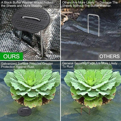 100 Weed Control Membrane Pegs + 50 Buffer Washer with 1 Pick Hook - 5