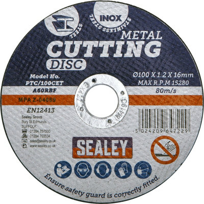 100 x 1.2mm Flat Metal Cutting Disc - 16mm Bore - Heavy Duty Angle Grinder Disc