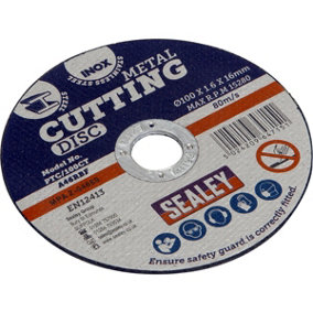 100 x 1.6mm Flat Metal Cutting Disc - 16mm Bore - Heavy Duty Angle Grinder Disc