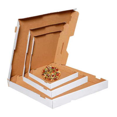 100 x 10" Pizza Boxes Plain White Postal Box Takeaway Style Boxes
