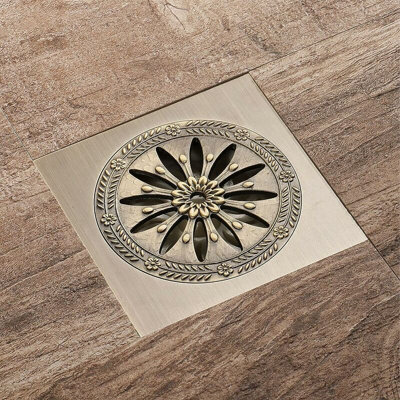 100 x 100 mm Square Brass Floor Drain with Odour Trap for Bathrooms ...