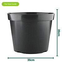 100 x 15L Round Black Plant Pots For Growing Garden Plant & Herb Outdoor Grower