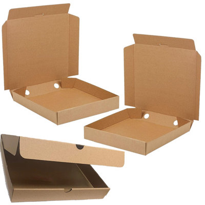 100 x 16" Pizza Boxes Plain Brown Postal Box Takeaway Style Boxes - 3