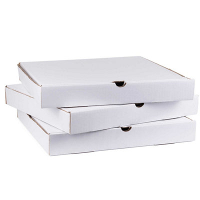 100 x 16" Pizza Boxes Plain White Postal Box Takeaway Style Boxes