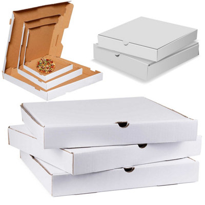 100 x 16" Pizza Boxes Plain White Postal Box Takeaway Style Boxes