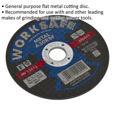 100 x 3.2mm Flat Metal Cutting Disc - 16mm Bore - Heavy Duty Angle Grinder Disc