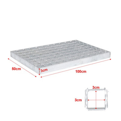 100 x 50cm Heavy Duty Galvanized Steel Rectangular Drain Cover Grate - 6