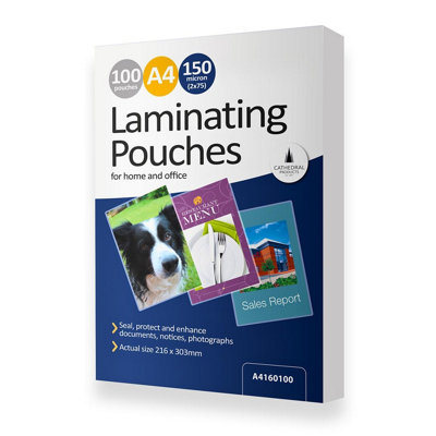 100 x A4 150 Micron Laminating Pouches with Crystal Clear Gloss Finish - Protect Important Documents, Posters, Images Price Comparisons | Compare The Build