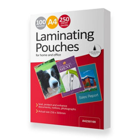 100 x A4 250 Micron Laminating Pouches with Crystal Clear Gloss Finish - Protect Important Documents, Posters, Images